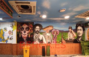 mural restaurante mexicano personajes